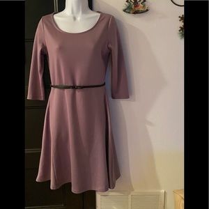 Purple dress with black, bow belt